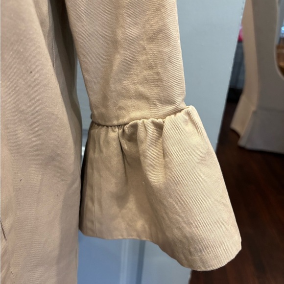 Draper James Tan Pea Coat with Classic Collar and Structured Shoulders - Picture 3 of 7